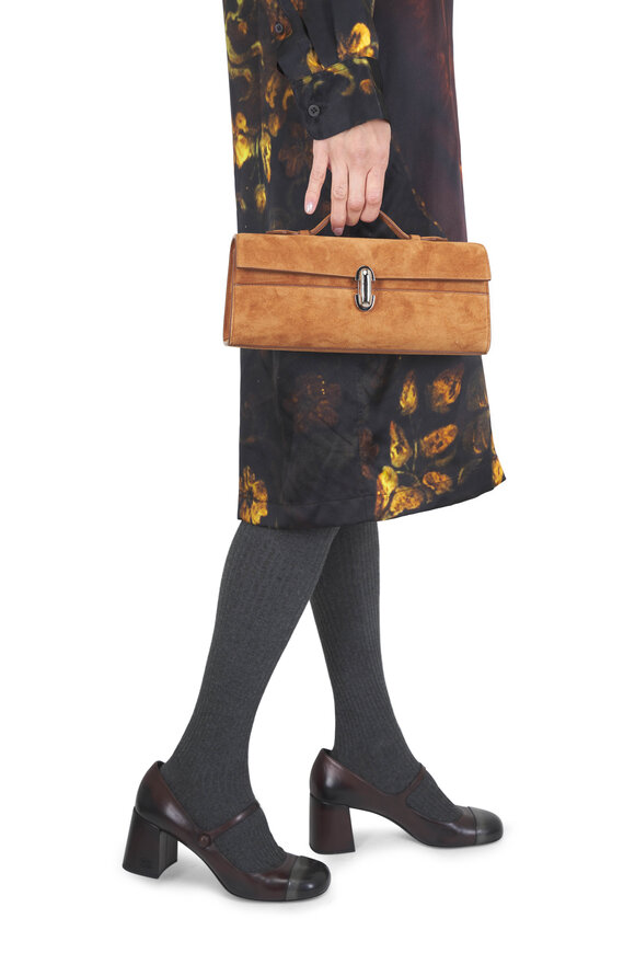 Savette Slim Symmetry Brown Suede Pochette - view 4