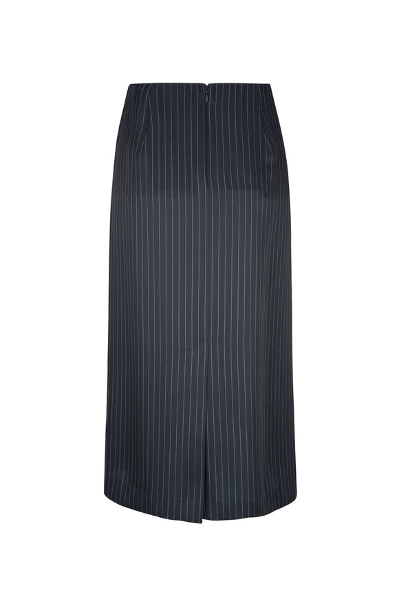 Vince - Black Pinstriped Satin Pencil Skirt 