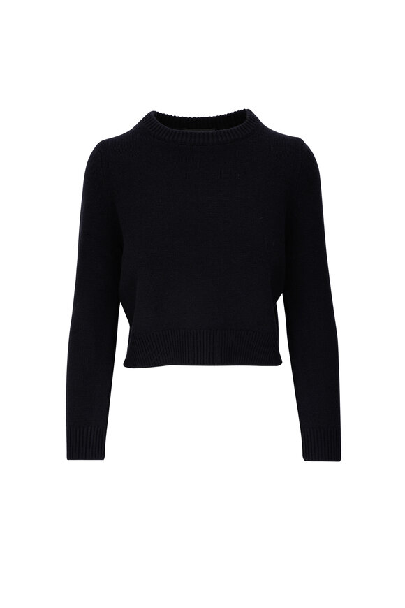 Nili Lotan Poppy Dark Navy Cashmere Cropped Sweater 