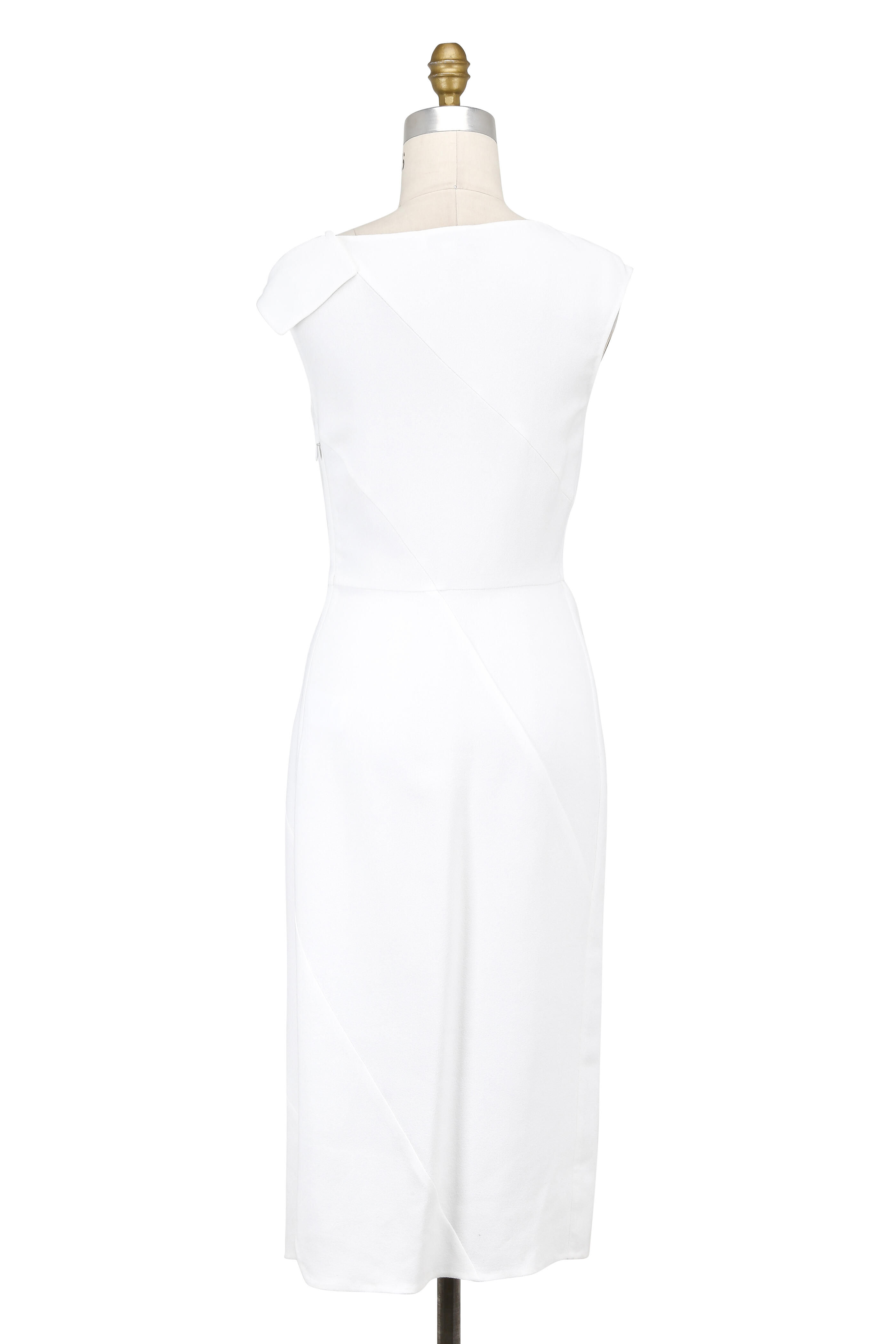 Narciso Rodriguez - White Draped Neck Cap Sleeve Dress