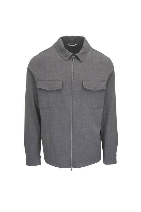 Marco Pescarolo Medium Gray Stretch Wool Short Zip Jacket