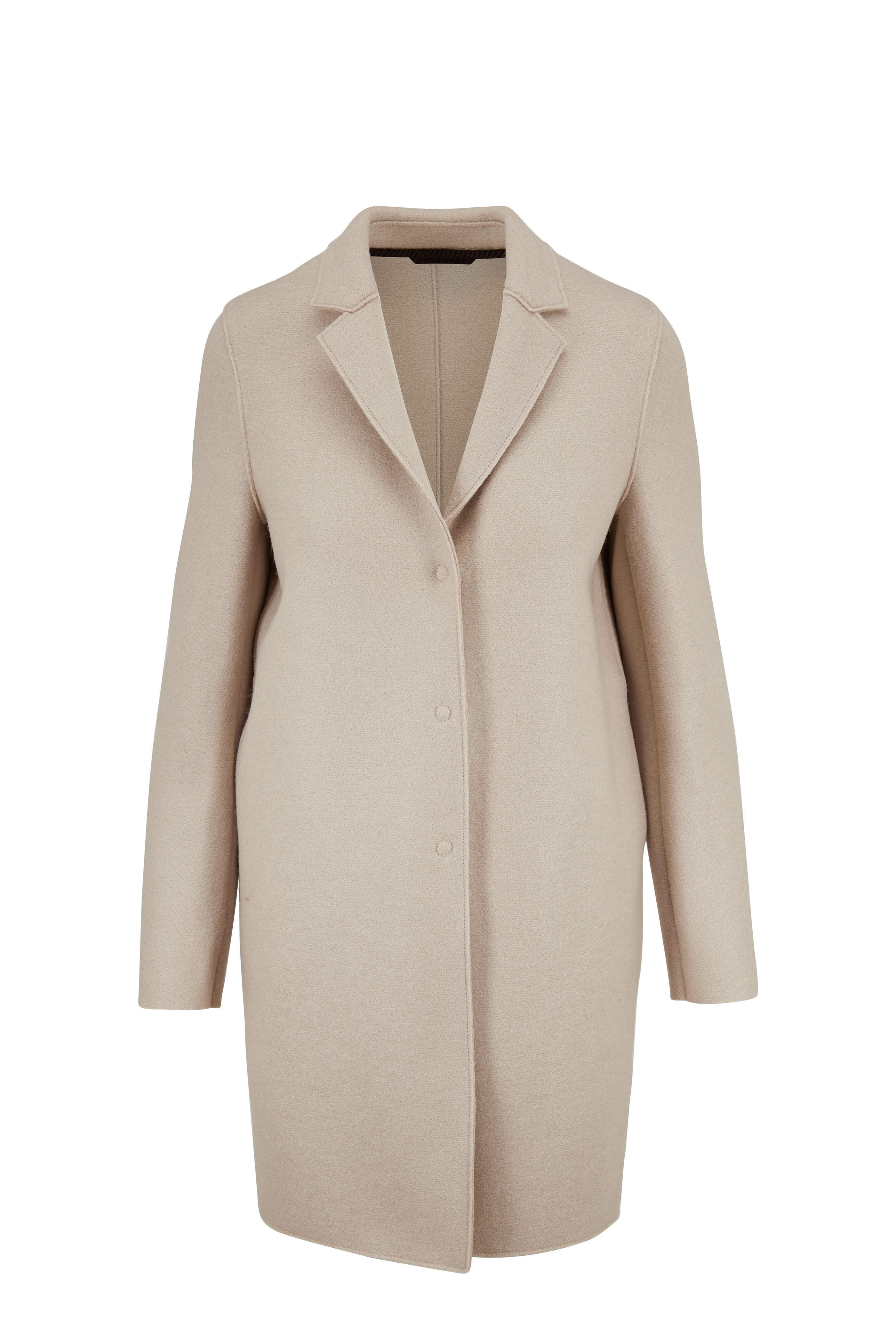 Harris Wharf - Almond Pressed Wool Cocoon Coat | Mitchell Stores