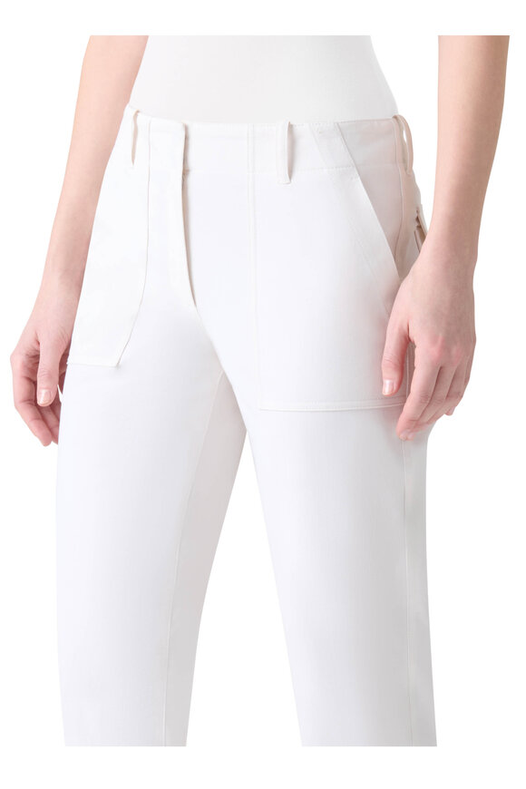 Akris Punto Franco Cream Stretch Cotton Straight Leg Pant - view 4
