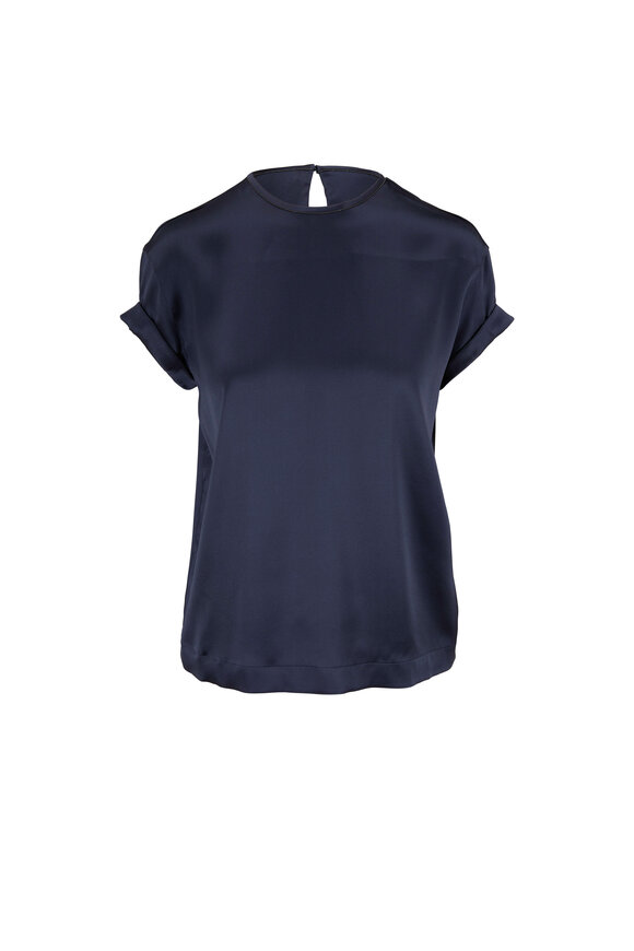 Brunello Cucinelli Midnight Silk T-Shirt