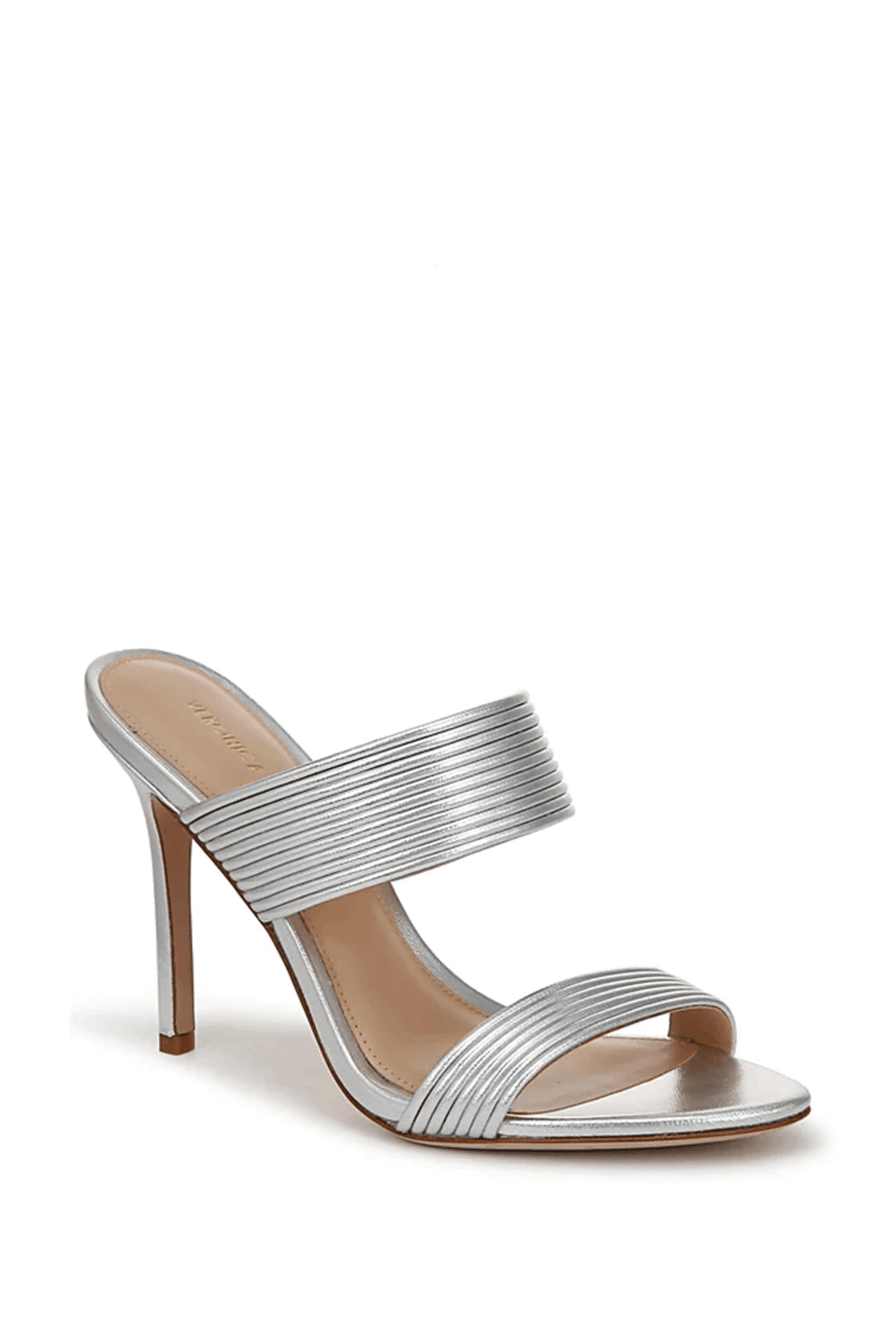 Veronica Beard - Asha Silver Leather Mignon Double Strap Sandal