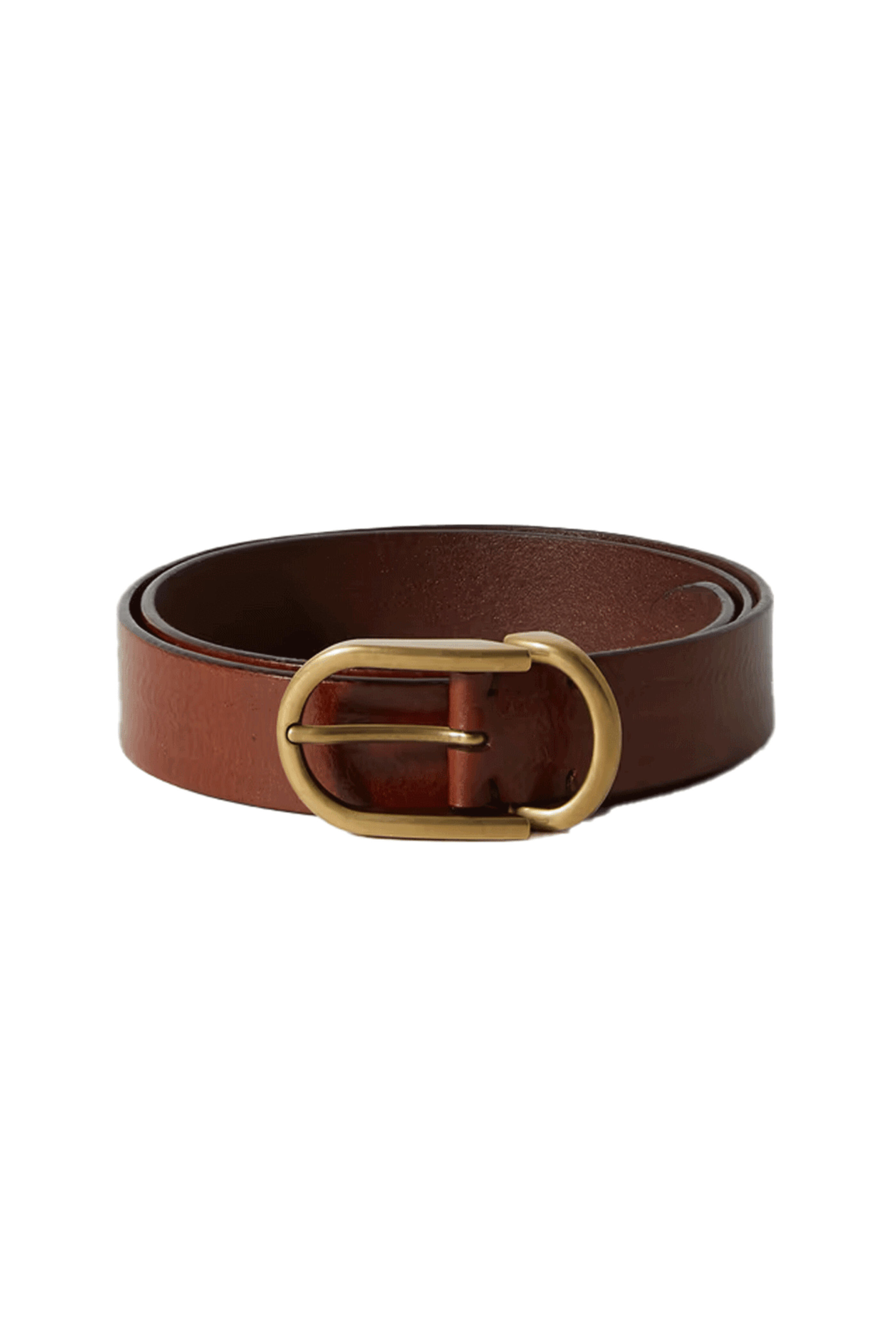Brunello Cucinelli - Brown Leather Belt with Gold Buckle