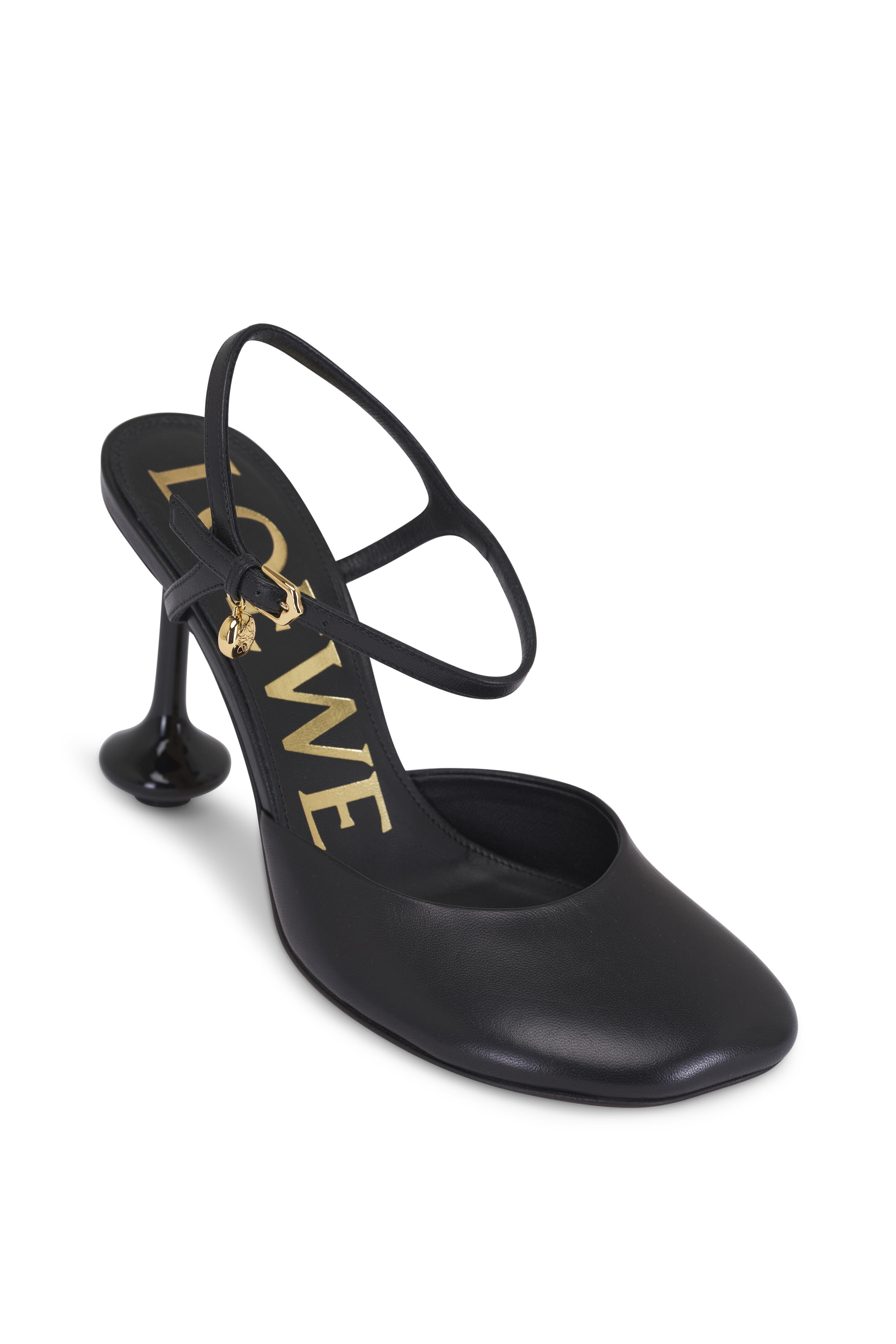 Loewe - Toy Black Leather Ankle Strap Pump, 90mm