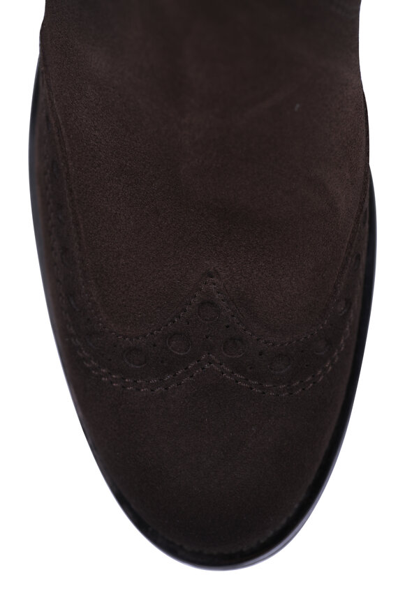 Santoni Ferret Dark Brown Suede Short Boot, 50mm - view 6