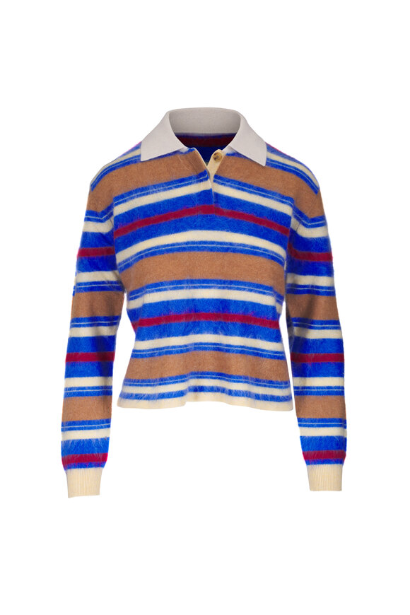 Guest in Residence Grizzly Multicolor Stripe Cropped Rugby Polo - view 1