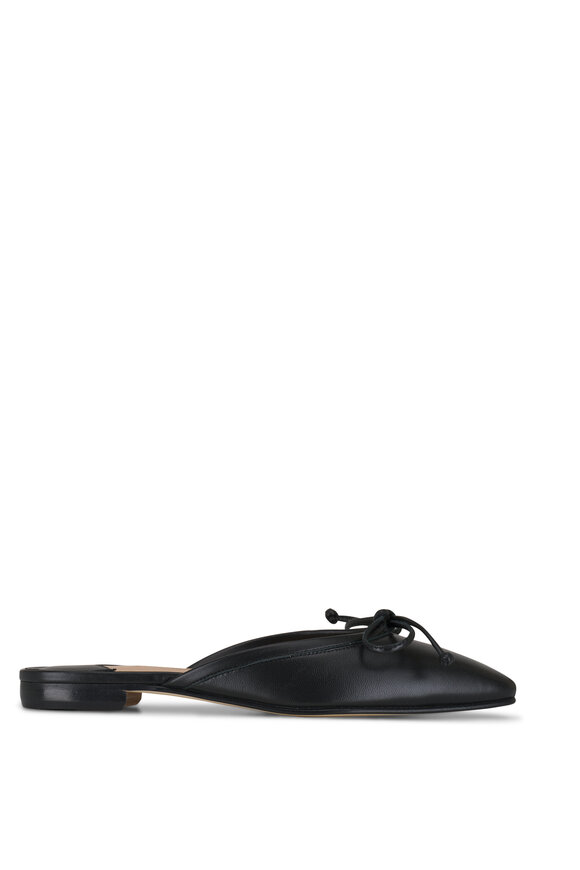 Manolo Blahnik - Ballerimu Black Leather Mule 