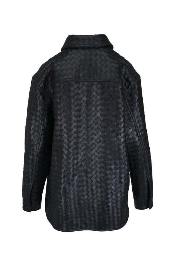 Bottega Veneta Black Intrecciato Leather Overshirt - view 2