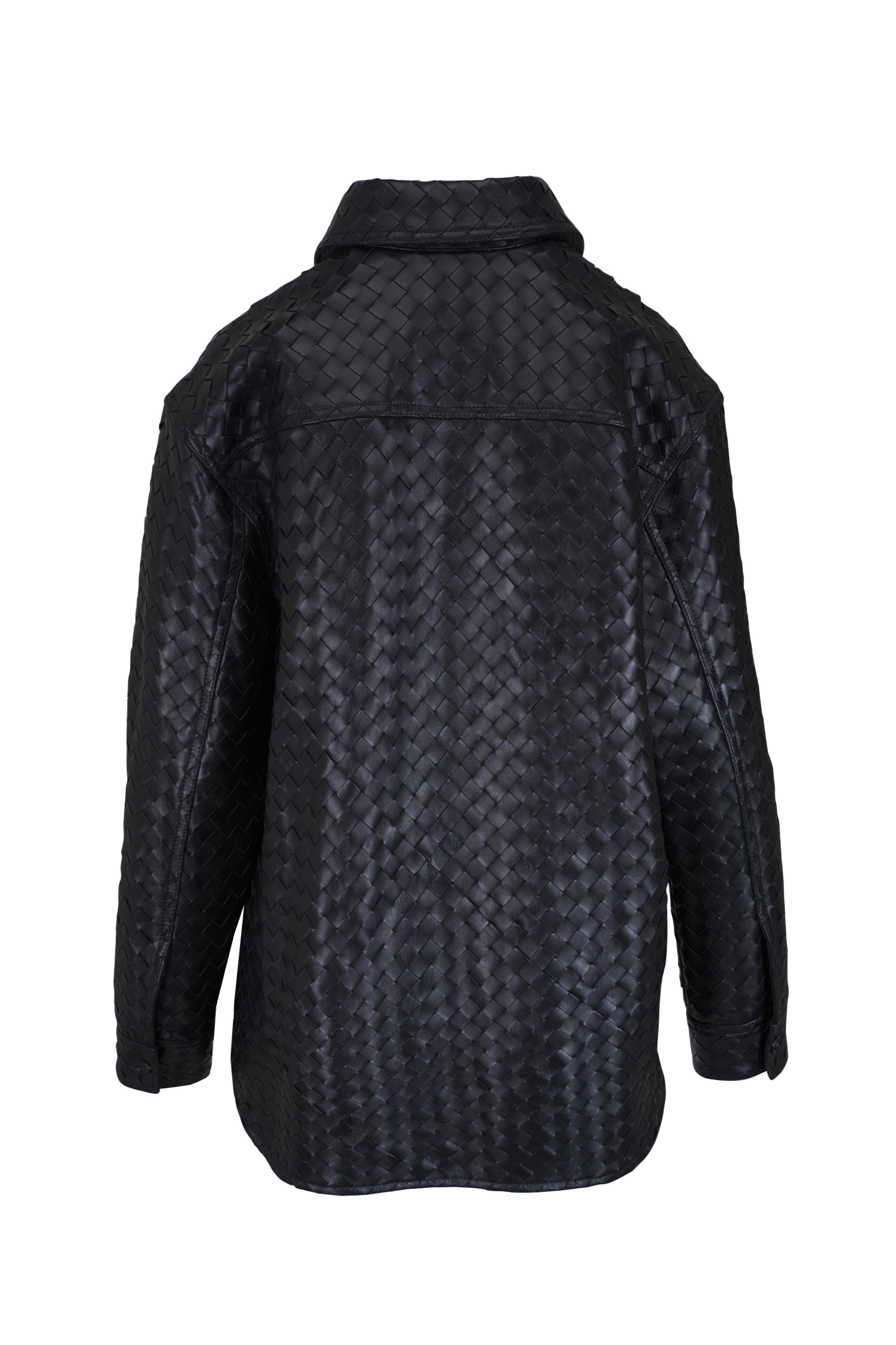 Bottega Veneta - Black Intrecciato Leather Overshirt - view 2