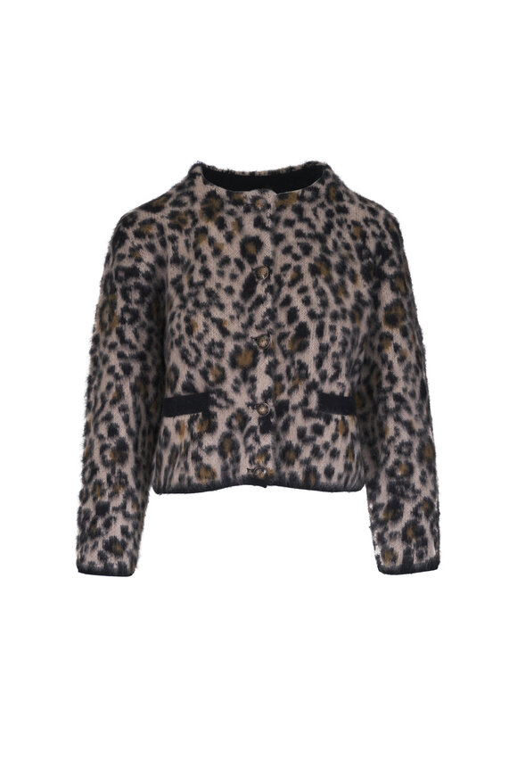Nili Lotan Beyton Animal Print Cashmere & Silk Cardigan