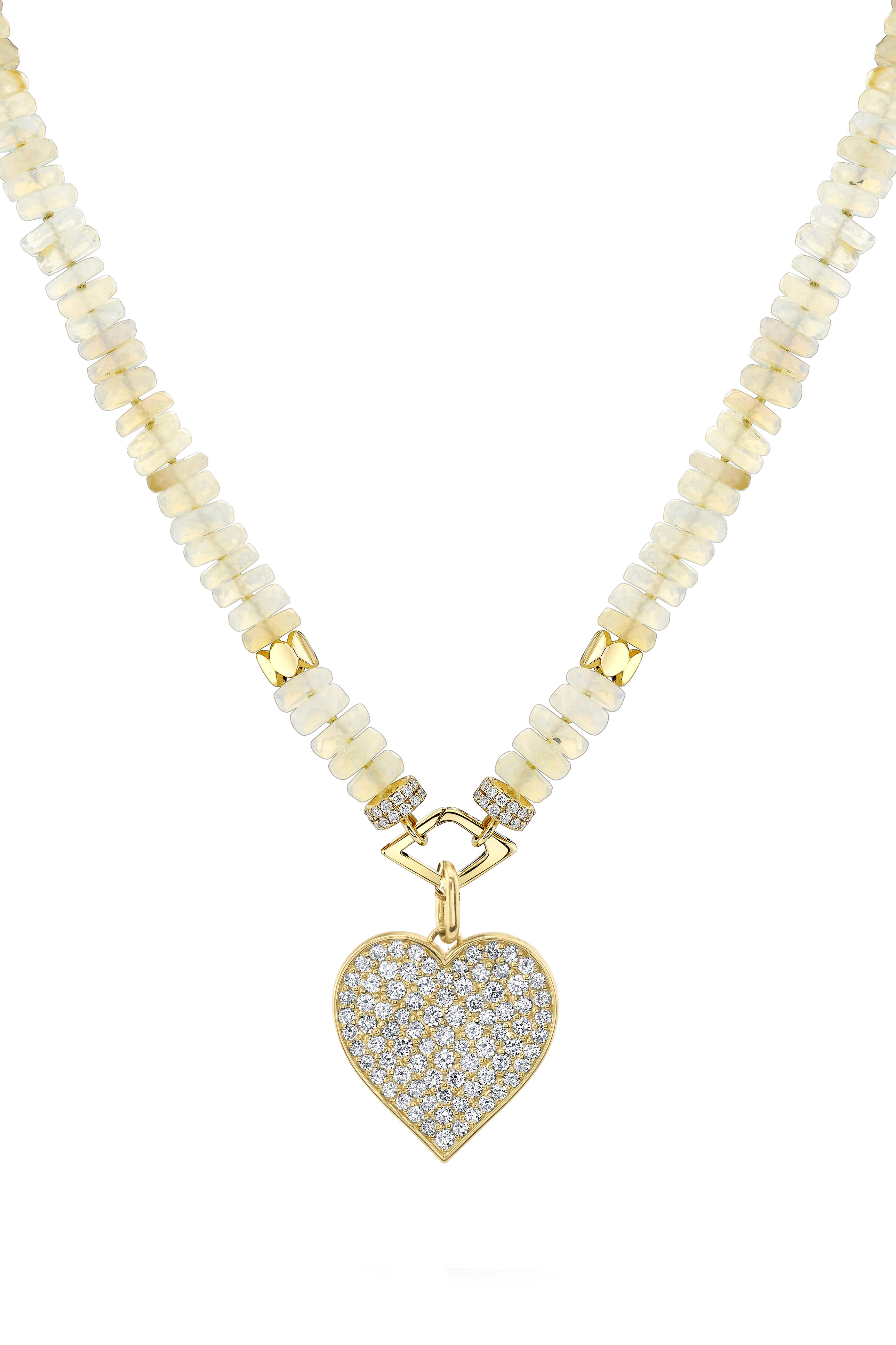 Sydney Evan - Diamond Heart & Ethiopian Opal Charm Necklace