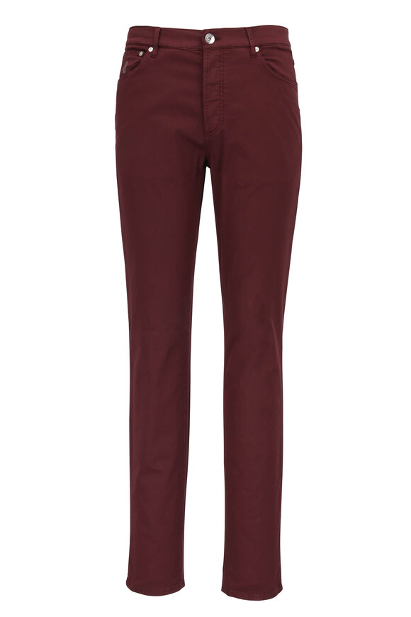 Brunello Cucinelli - Wine Stretch Cotton Five Pocket Jean