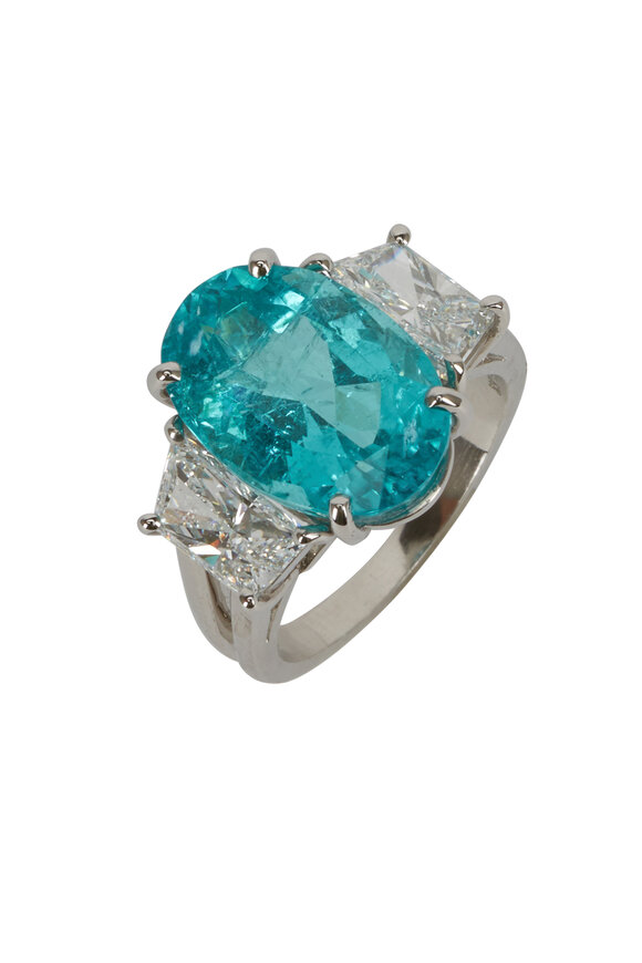 Oscar Heyman - Platinum Paraiba Tourmaline Diamond Ring