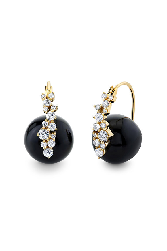 Sydney Evan 14k Yellow Gold Black Onyx Cocktail Earrings - view 1