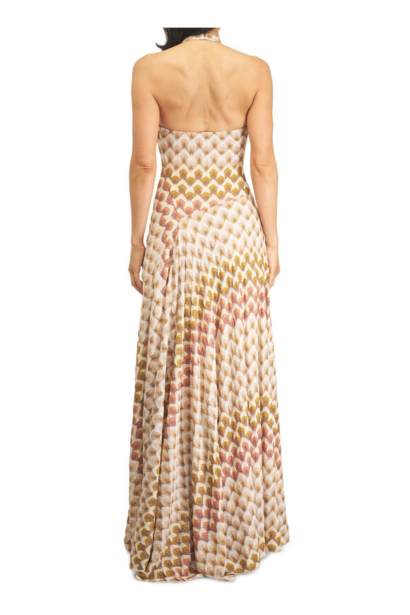 Missoni Gold & Beige Halter Maxi Dress - view 4