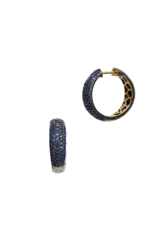 Loren Jewels - 18K Gold & Silver Sapphire Hoops