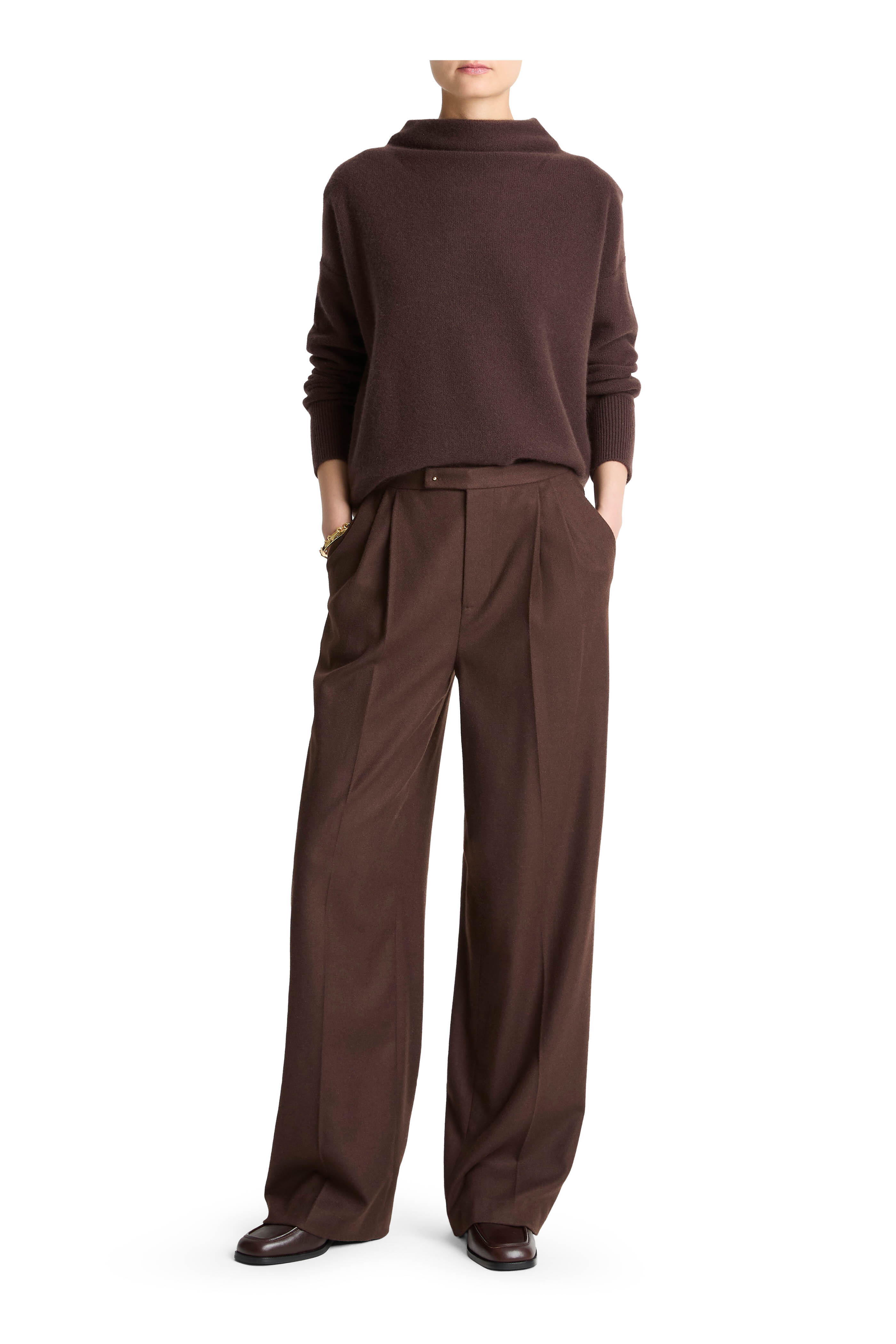 Vince - Mocha Pleated Wide Leg Pant