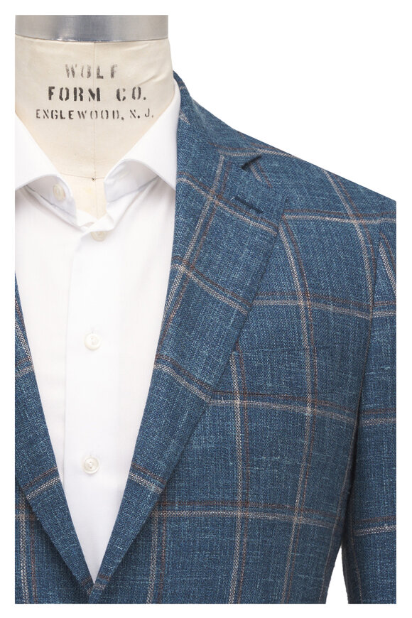 Atelier Munro Brown & Teal Windowpane Sportcoat