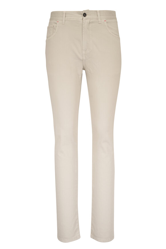 Isaia Beige Stretch Cotton & Cashmere Five Pocket Pant - view 1