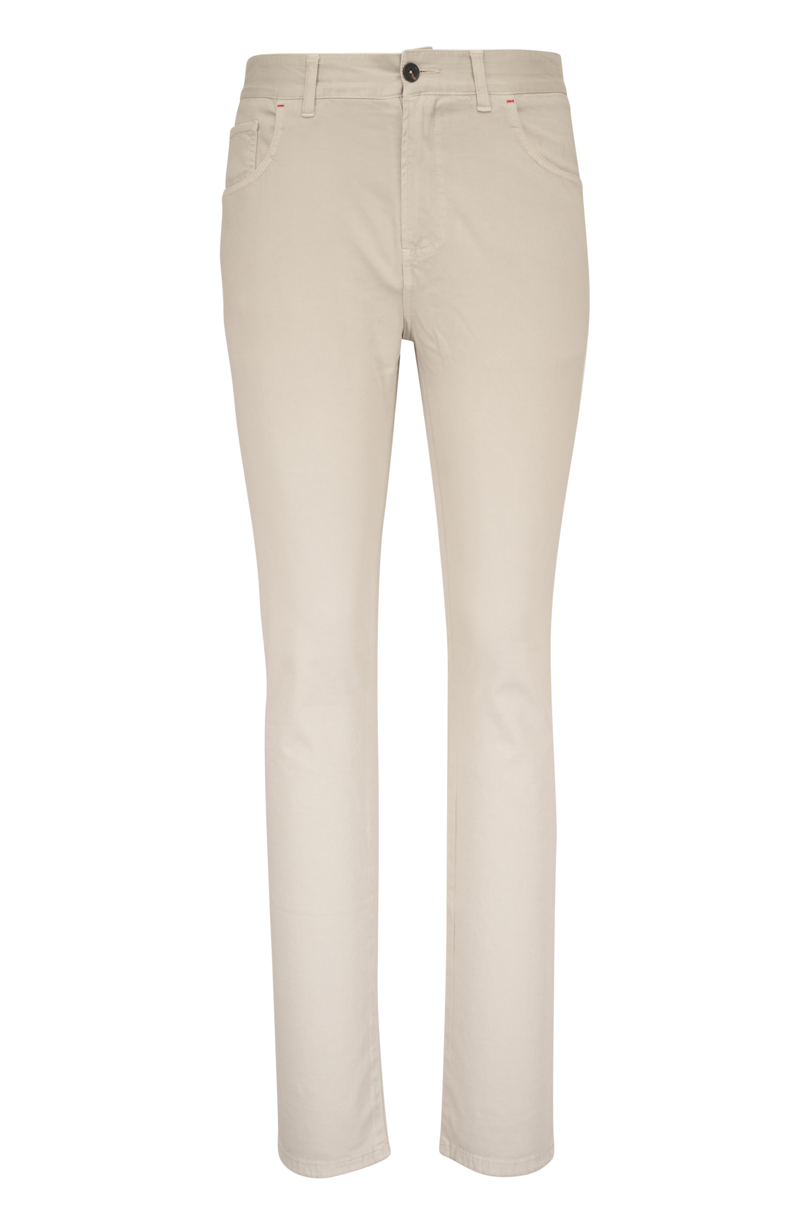 Isaia - Beige Stretch Cotton & Cashmere Five Pocket Pant - view 1