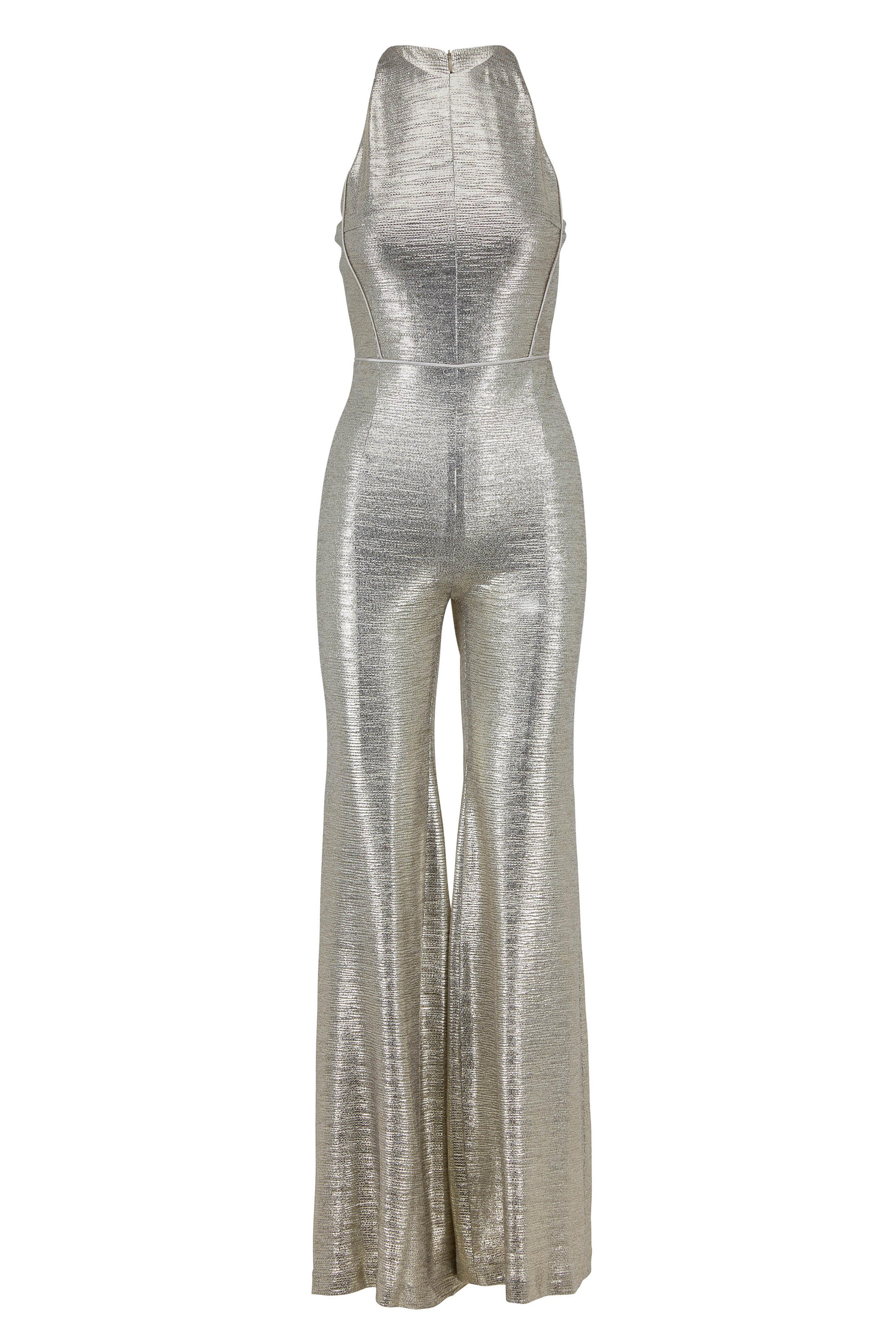 Galvan - Light Gold Metallic Jersey Sheath Jumpsuit