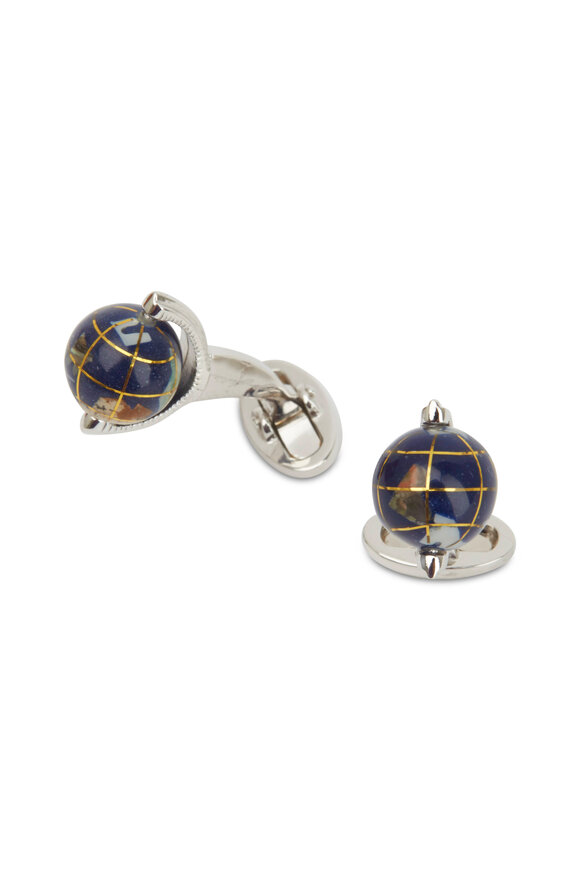 Jan Leslie - Sterling Silver Spinning Globe Cuff Links