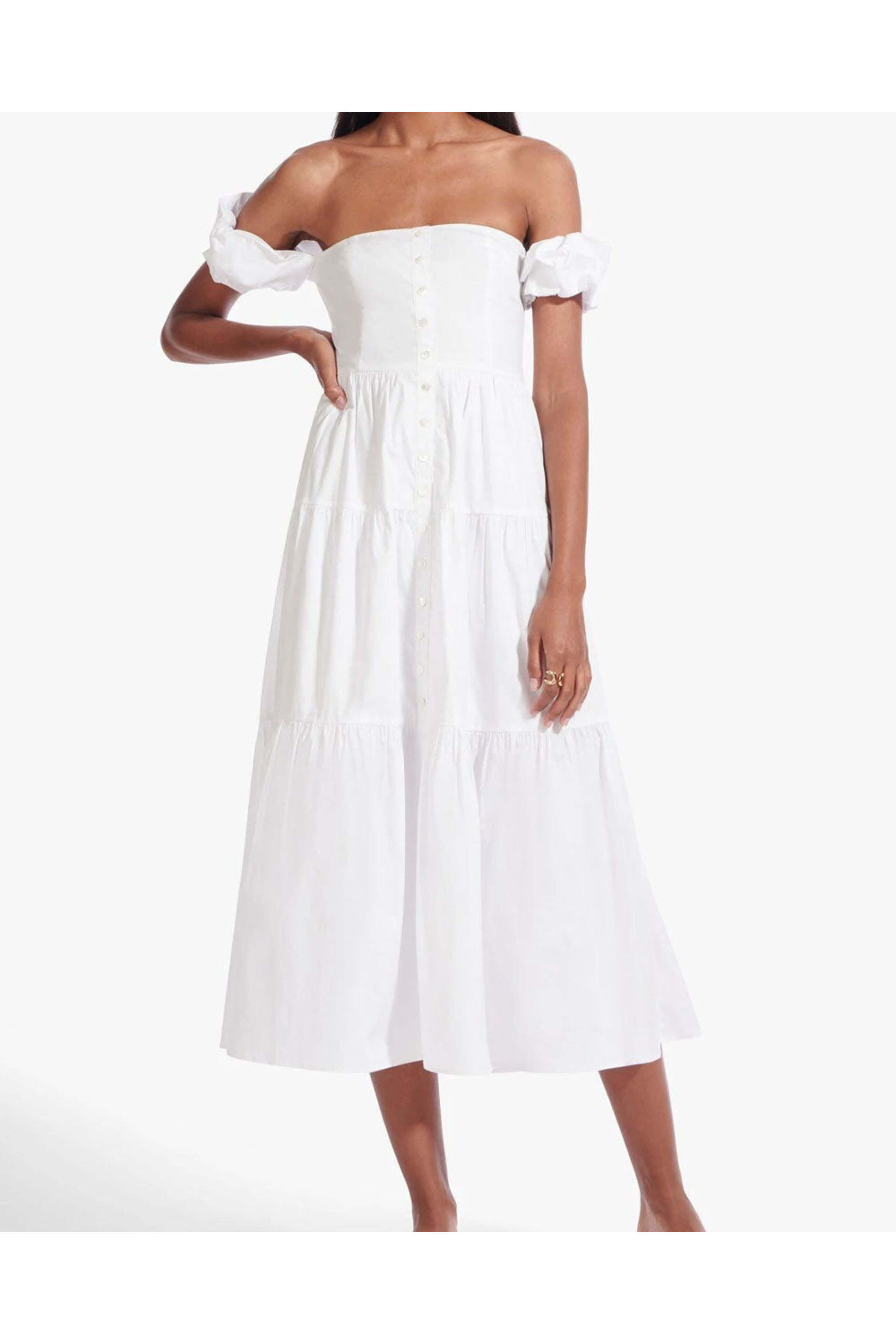 Staud - White Elio Midi Dress