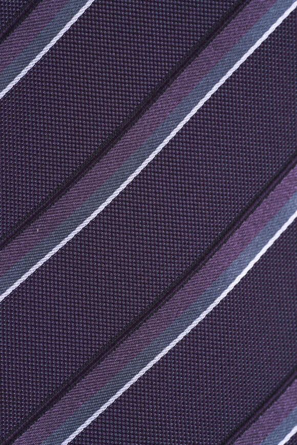 Canali Purple Stripe Silk Necktie - view 2