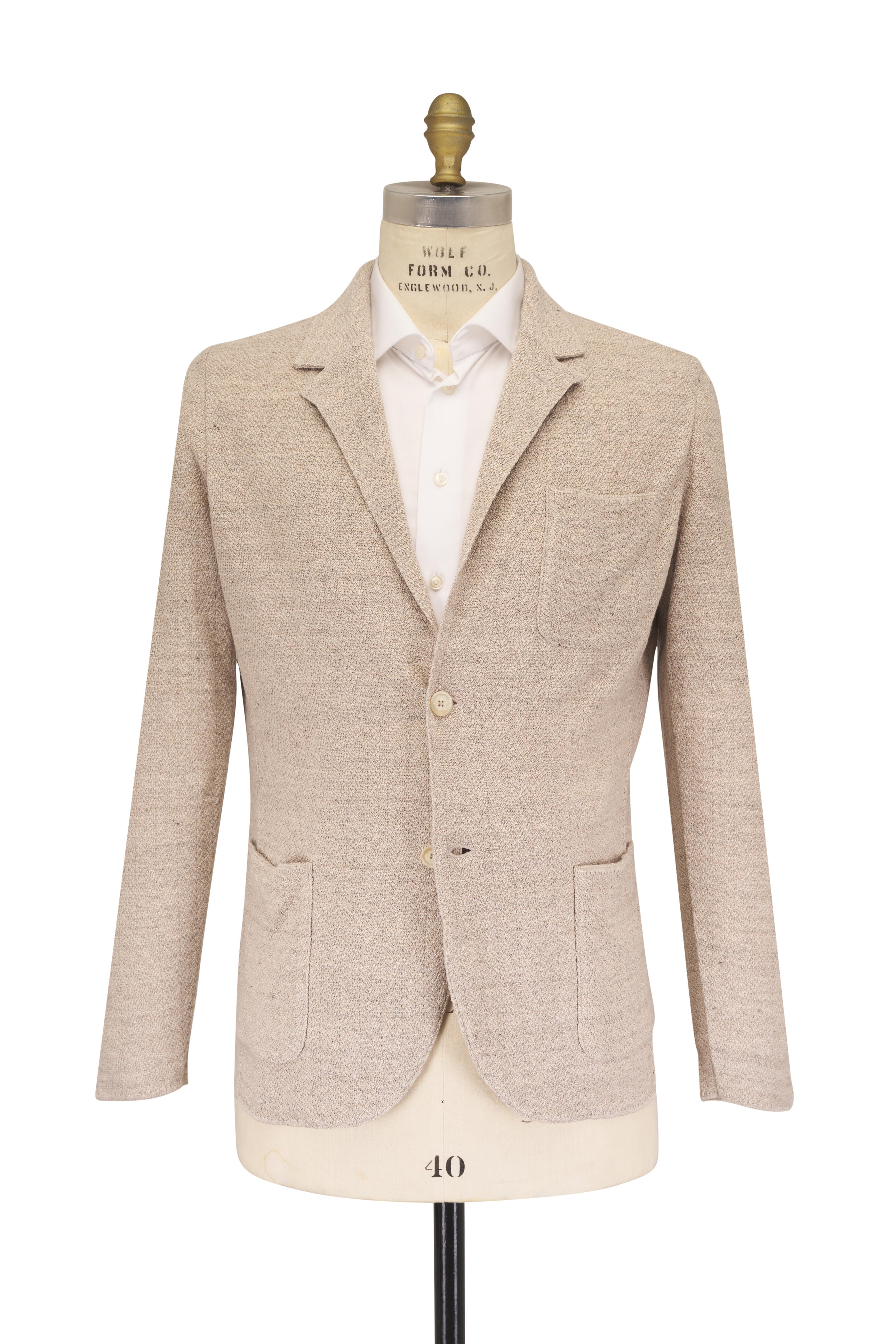 Patrick Assaraf - Grain Linen & Cotton Herringbone Knit Sportcoat