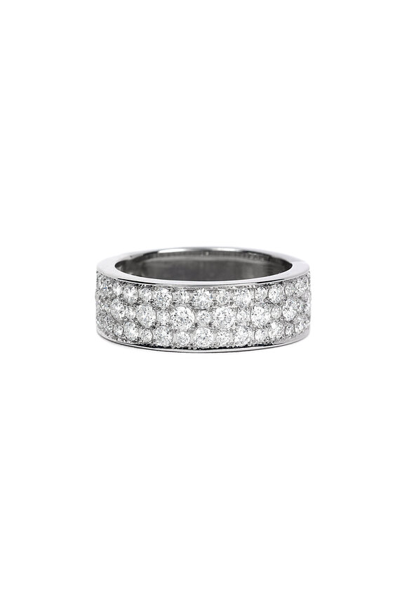 Nam Cho Modern Three Row Full Pave Diamond Ring