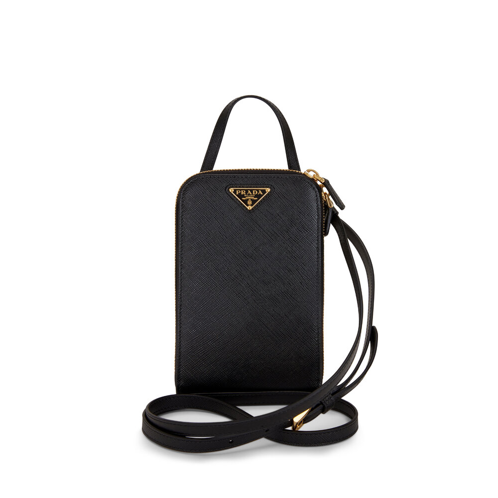 Prada - Black Saffiano Leather Mini Phone Bag