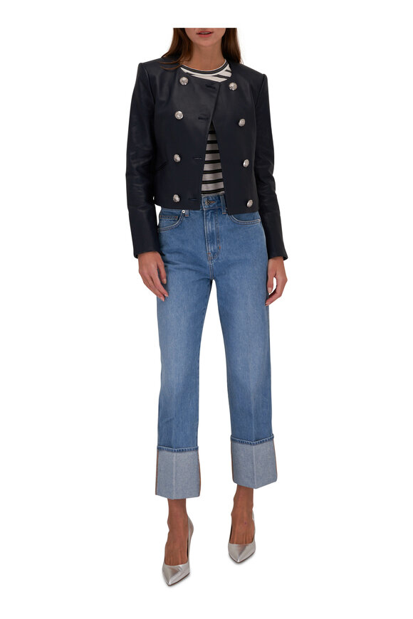 Veronica Beard - Winslow Navy Leather Jacket