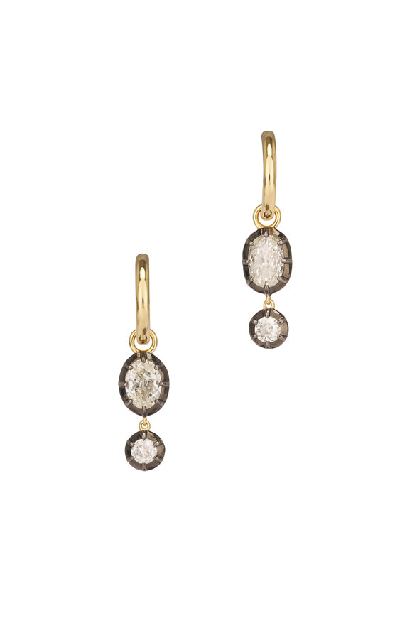 Sutra 18k Yellow Gold Diamond Drop Earring - view 1