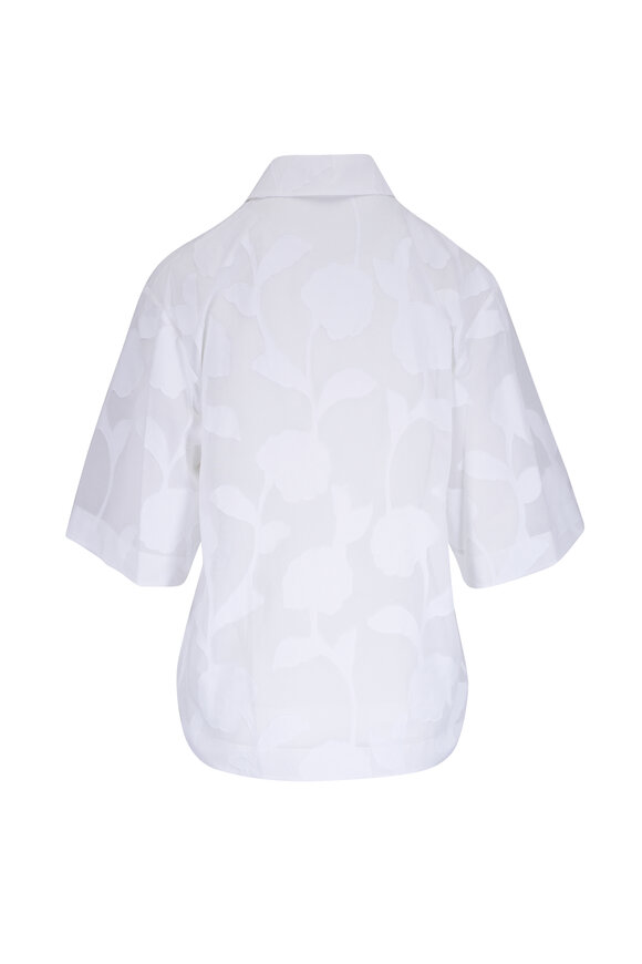 Michael Kors Collection Optic White Floral Fil Coupé Cotton Shirt - view 3