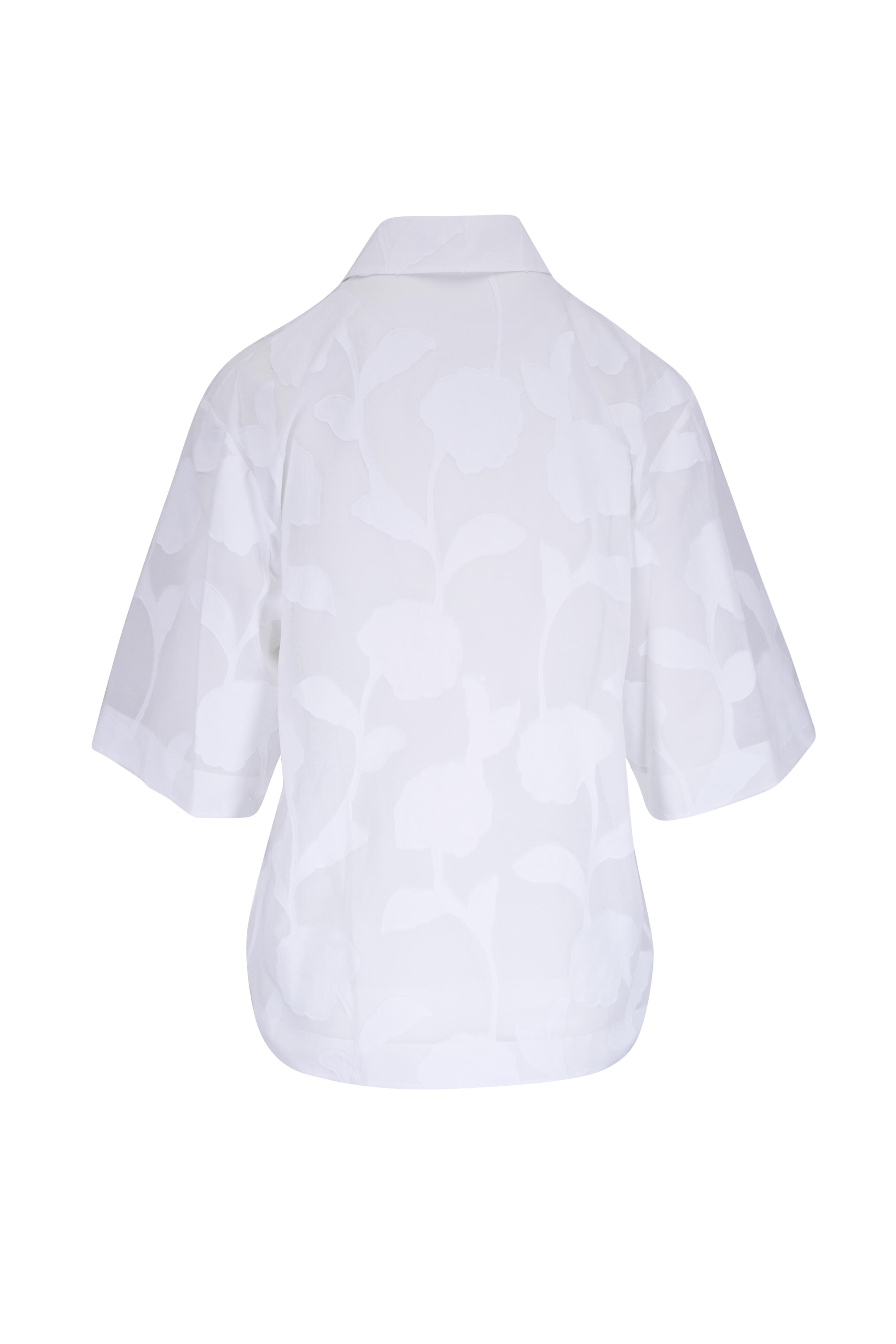 Michael Kors Collection - Optic White Floral Fil Coupé Cotton Shirt