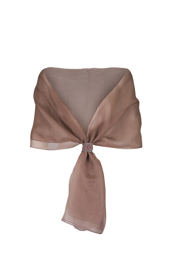 D.Exterior Mocha Silk Organza Shawl - view 1