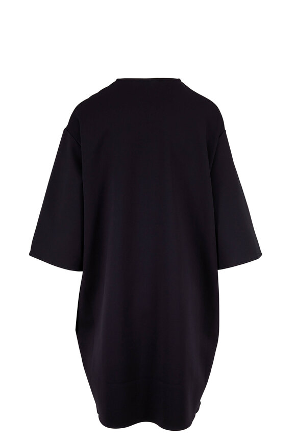 The Row - Latif Black Scuba Zip Neck T-Shirt Dress