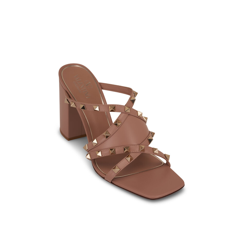 Valentino Garavani - Rose Rockstud Block Heel Sandal, 90mm