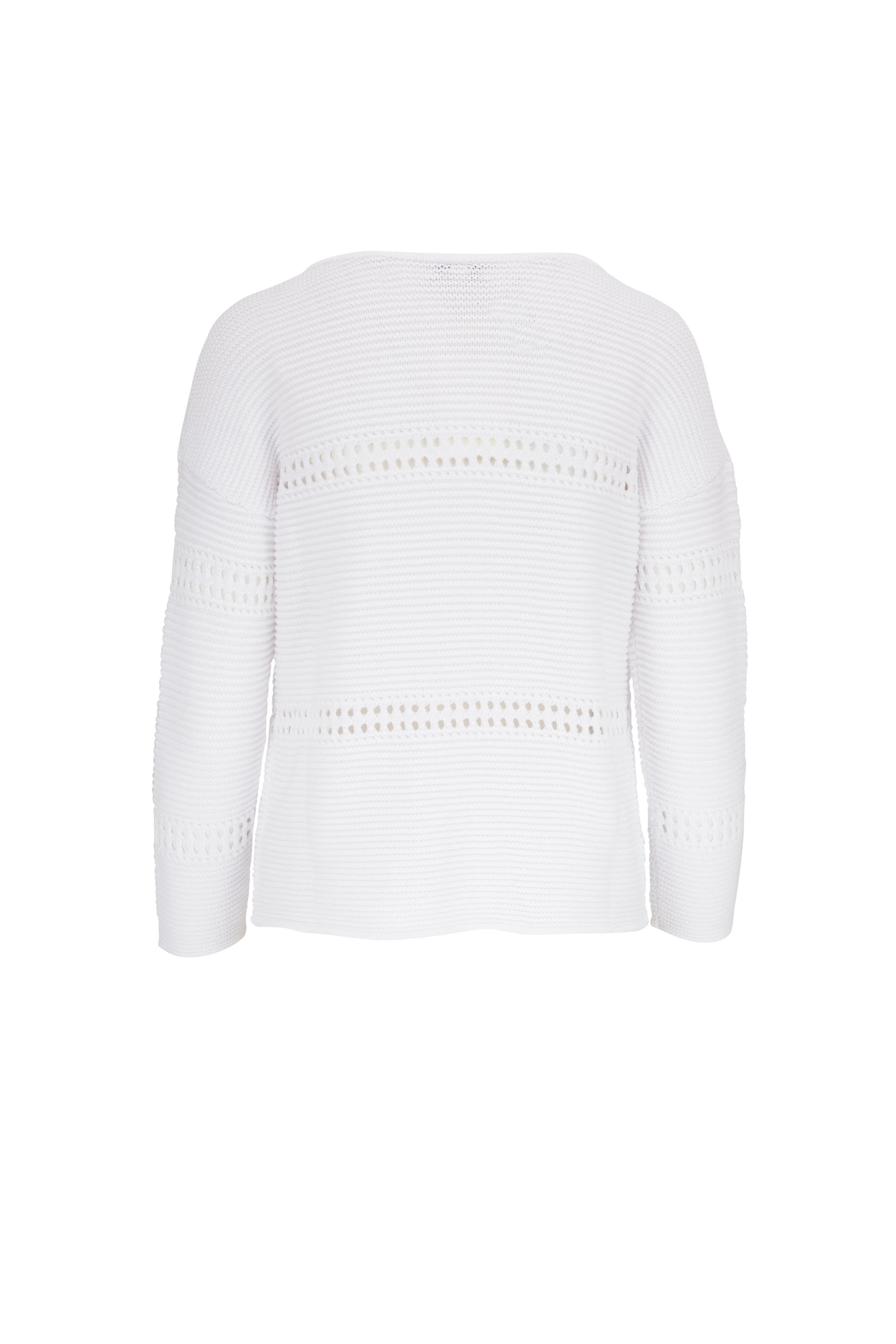 Kinross - White Wide Stripe Boatneck Sweater | Mitchell Stores