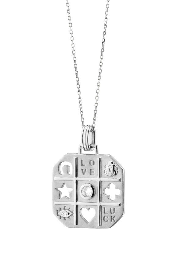 Monica Rich Kosann Sterling Silver Sapphire Luck Charm Necklace