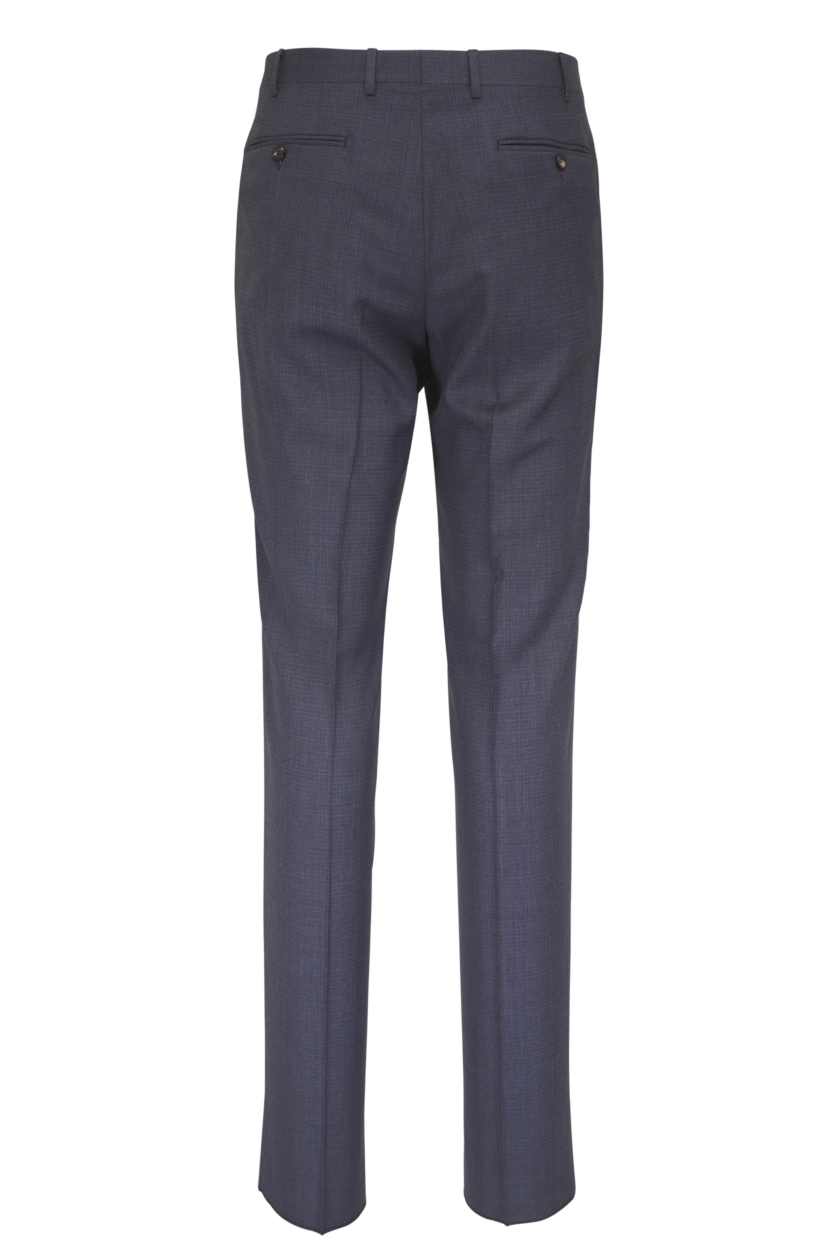 Canali - Dark Blue Mirco Check Wool Suit