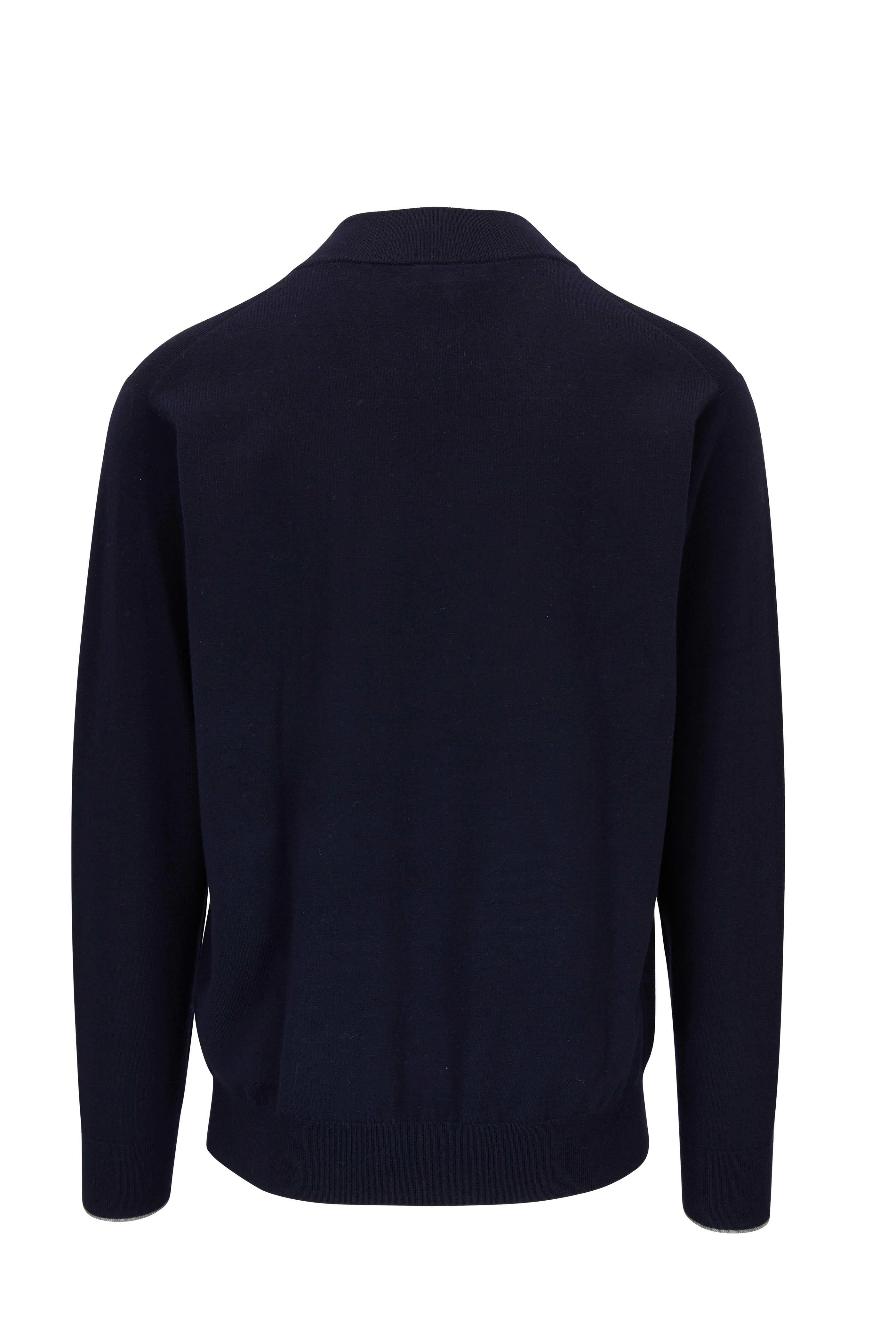 Peter Millar - Navy Stretch Cashmere & Silk Quarter-Zip Pullover