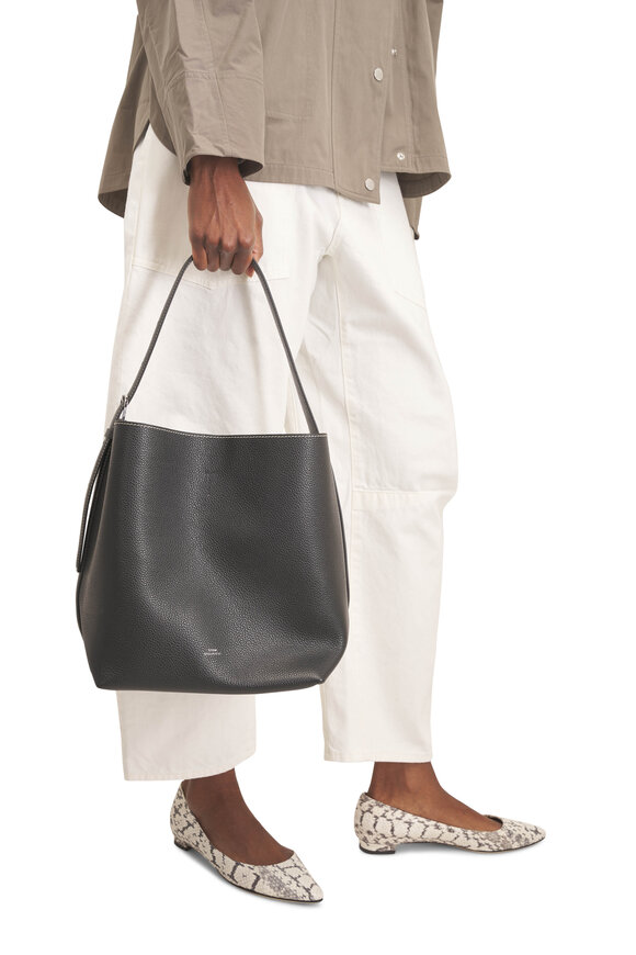 Totême Medium Black Grained Leather Belted Tote - view 2