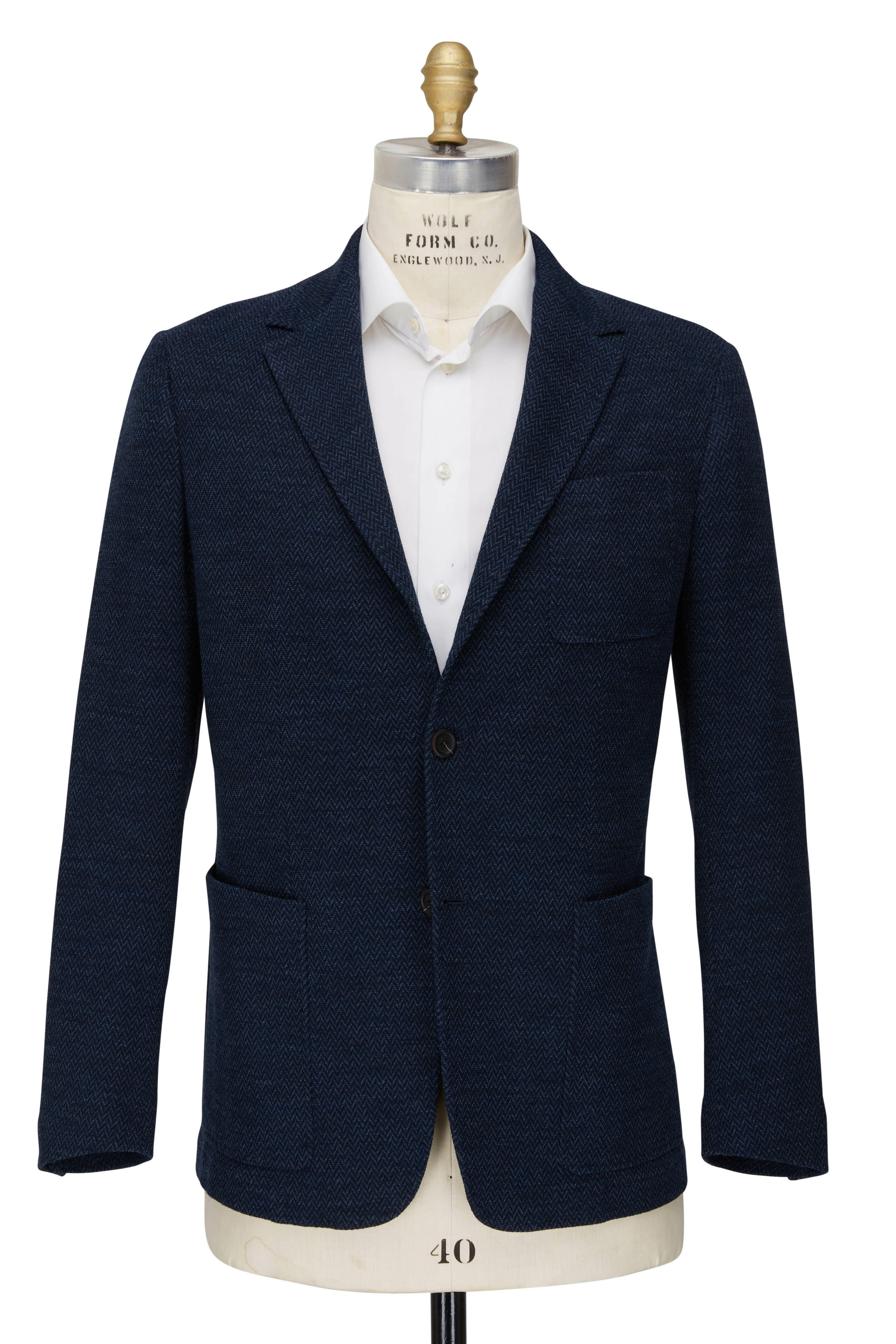 Canali - Navy Chervon Knit Jacket