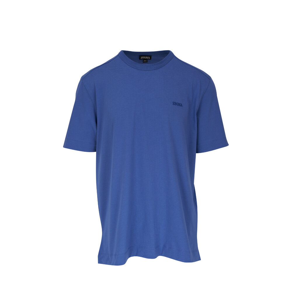 〈ZEGNA〉Premium Cotton Tシャツ(関税込み) Zegna - Royal Blue Cotton T-Shirt | Mitchell Stores