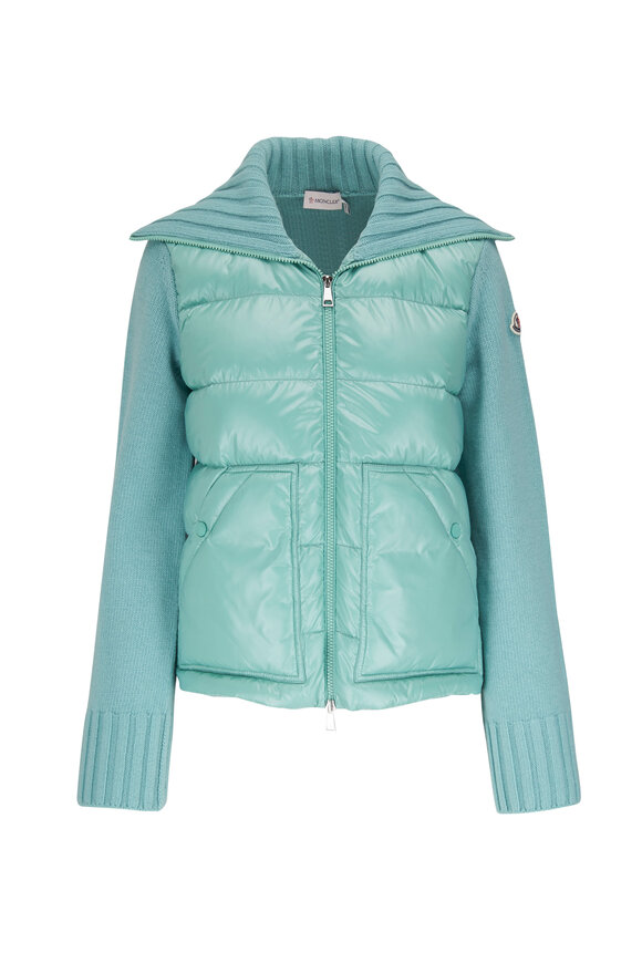 Moncler - Teal Down Cardigan Tricot Jacket 