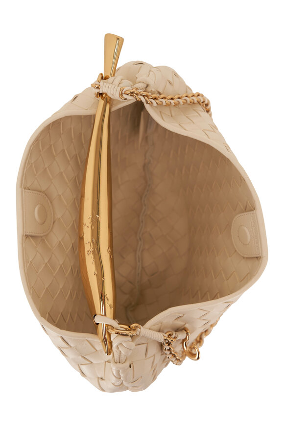 Bottega Veneta - Sardine Small Woven Leather & Brass Chain Bag 